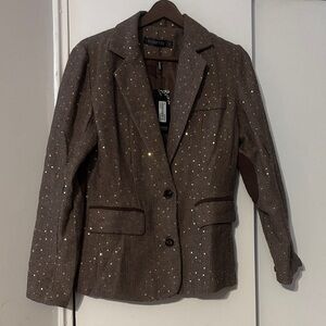 Romantic Brown Sparkle Tweed Blazer by Romy+Tye